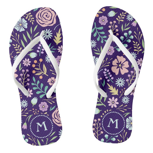 Tongs Monogramme Flore Whimsical Boho Motif Flip Flops (Semelle)