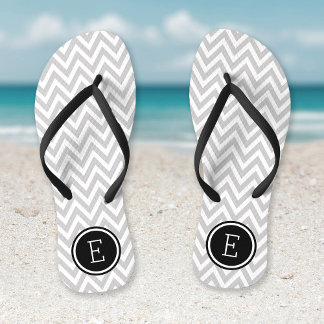 Tongs Monogramme gris et noir de Chevron