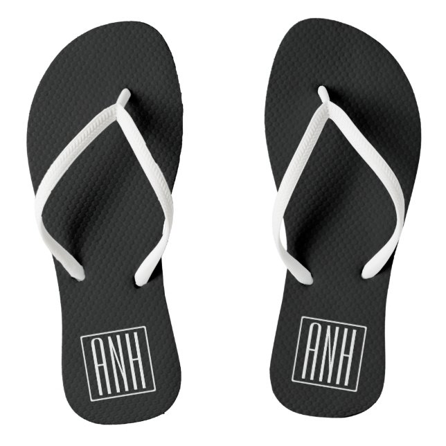 Tongs Monogramme Initiales 3 Modernes Gras | Blanc Sur N (Semelle)