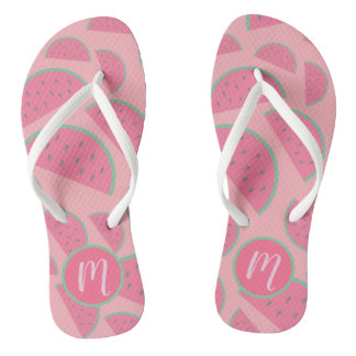 Tongs Monogramme Motif de pastèque rose