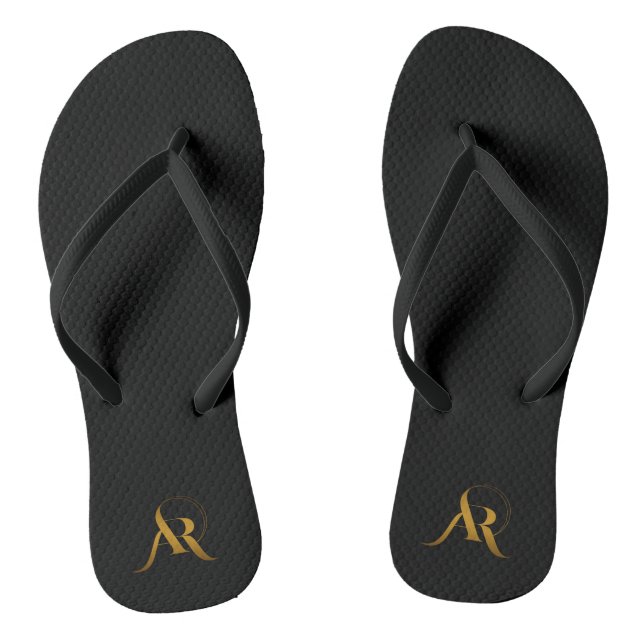Tongs Monogramme or AR Logo Flops Arrière - plans noirs (Semelle)