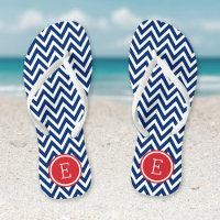 Monogramme rouge blanc et bleu Chevron