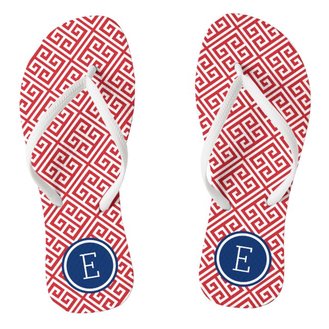 Tongs Monogramme rouge blanc et bleu grec (Semelle)