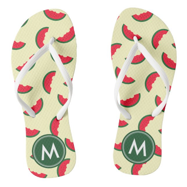 Tongs Monogramme rouge de pastèque d'été fruité (Semelle)