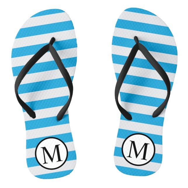Tongs Monogramme simple avec bande horizontale bleue (Semelle)
