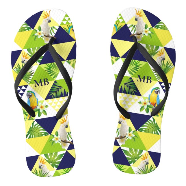 Tongs Monogramme Trendy Cockatoo Parrot Floral (Semelle)