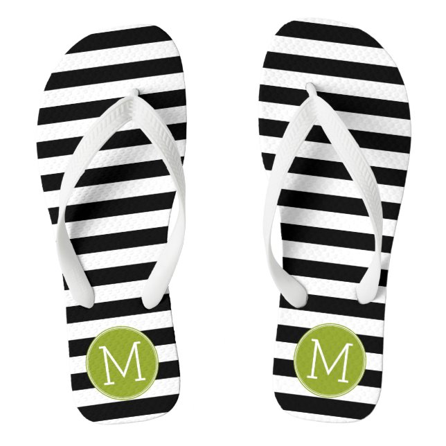 Tongs Monogramme vert Motif rayé noir et blanc (Semelle)