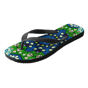 Tongs Mosaic bleu vert Hippie Boho Mandala
