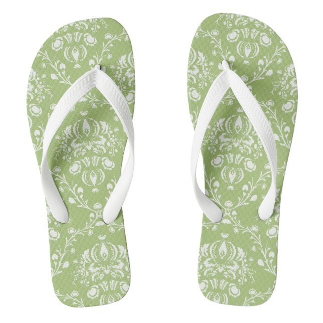Tongs Moss Green Damask (Semelle)