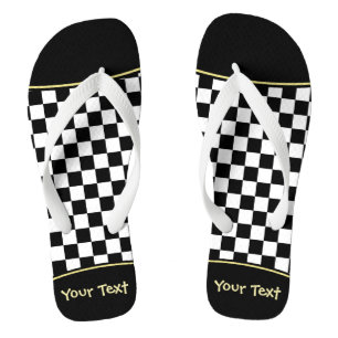 Tongs Motif à carreaux noir et blanc
