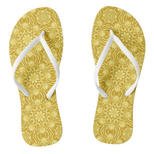 Tongs Motif à fleurs Mandala - Or de moutarde et Jaune
