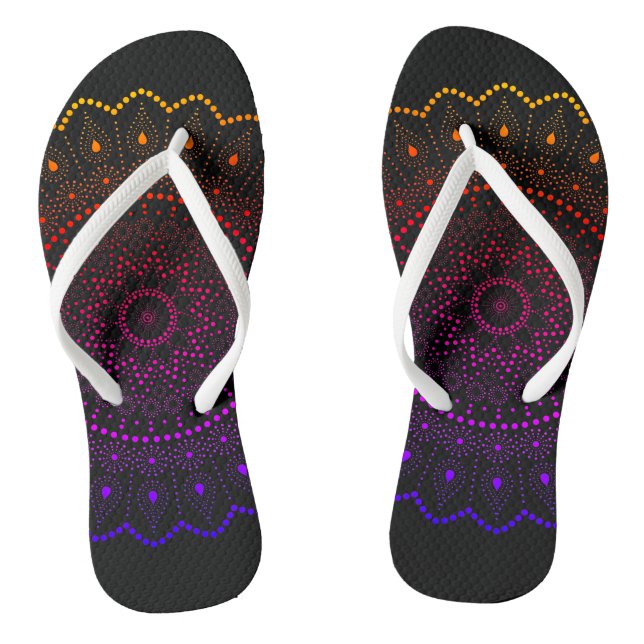 Tongs Motif à points de mandala arc-en-ciel bohème (Semelle)