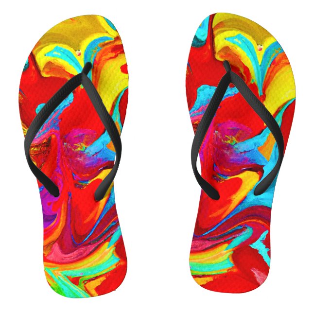 Tongs Motif Abstrait Coloré et Vif (Semelle)
