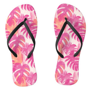 Tongs Motif abstrait simple avec feuilles de monstera, f