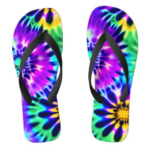 Tongs Motif Abstrait Tie Dye Adire