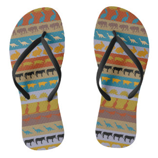 Tongs Motif Animaux Colorés Rétro #8