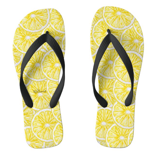 Tongs Motif aquarelle de tranches de citron (Semelle)
