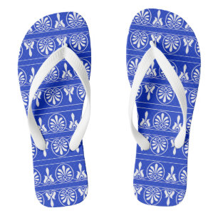 Tongs Motif arabe grec méditerranéen bleu