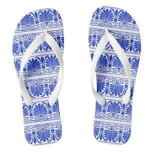 Tongs Motif arabesque méditerranéen grec bleu