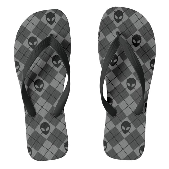 Tongs Motif Argyle Alien Noir et Gris (Semelle)