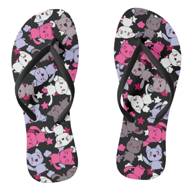 Tongs motif aux chats kawaii aux doodles mignons 3 (Semelle)