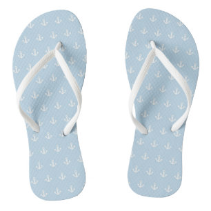 Tongs Motif avec ancrages blancs sur bleu
