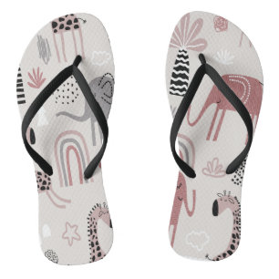Tongs motif avec des éléphants et des girafes mignons gé