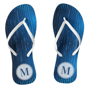 Tongs Motif blanc bleu Abstrait monogramme