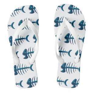 Tongs Motif Blue Fish Bones