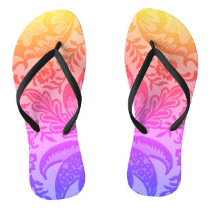 Tongs Motif botanique floral arc-en-ciel vintage