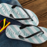 Tongs Motif Bridesmaid Mint Stripes<br><div class="desc">Mint Stripes Motif - Changez pour dire ce que vous voulez. Faites-en un de ces flip flops qui ont VOTRE message sur eux. Parlez de la plage !</div>