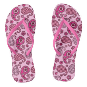 Tongs Motif cachemire, nuances de rose clair à profond