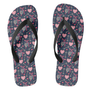 Tongs Motif cadeau de serrure de coeur, cadeau de la Sai