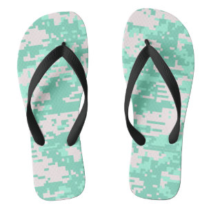 Tongs Motif camouflage numérique menthe verte