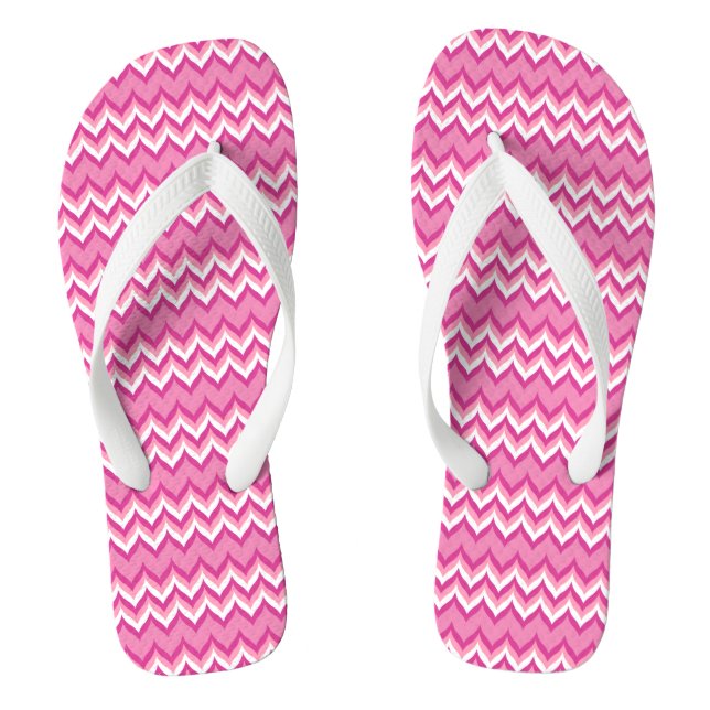 Tongs Motif Chevron Rose Et Blanc 2 (Semelle)