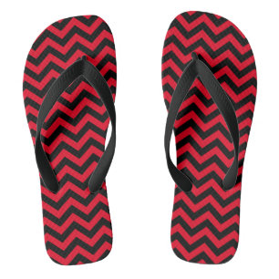 Tongs Motif Chevron rouge et noir