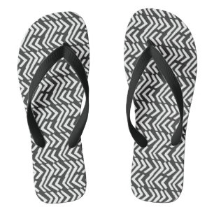 Tongs Motif Chevron tiré à la main noire