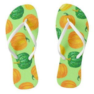 Tongs motif citrouille aquarelle 2