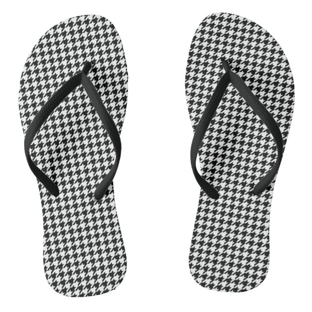 Tongs Motif classique en Houndstooth : Noir & Blanc Vint (Semelle)