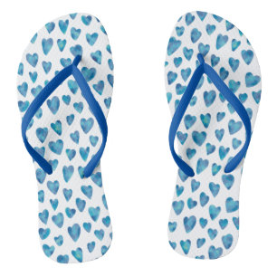 Tongs Motif Coeur Bleu