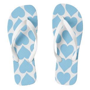 Tongs Motif Cœurs Bleus, Romantique, Amour