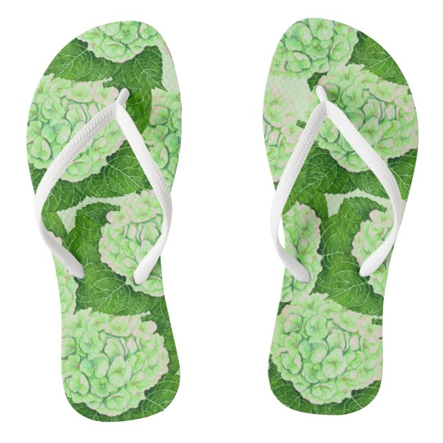 Tongs Motif d'aquarelle Hydrangea (Semelle)