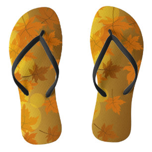 Tongs Motif d'automne avec feuilles d'érable en chute et
