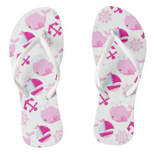 Tongs Motif De Baleines, Beaux Baleines, Baleines Roses