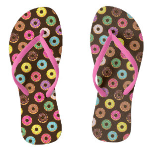 Tongs Motif de beignet coloré en chocolat