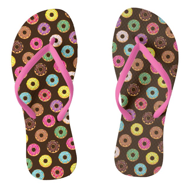 Tongs Motif de beignet coloré en chocolat (Semelle)