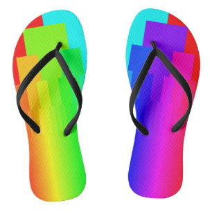 Tongs Motif de bloc de couleur arc-en-ciel géométrique m