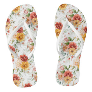 Tongs Motif de bouquet de fleurs Red Peony