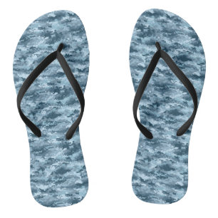Tongs Motif de camouflage pixelisé militaire bleu