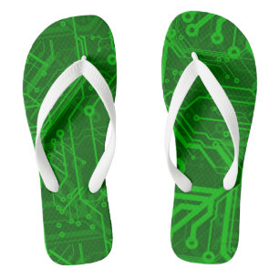 Tongs Motif de carte électronique de vert